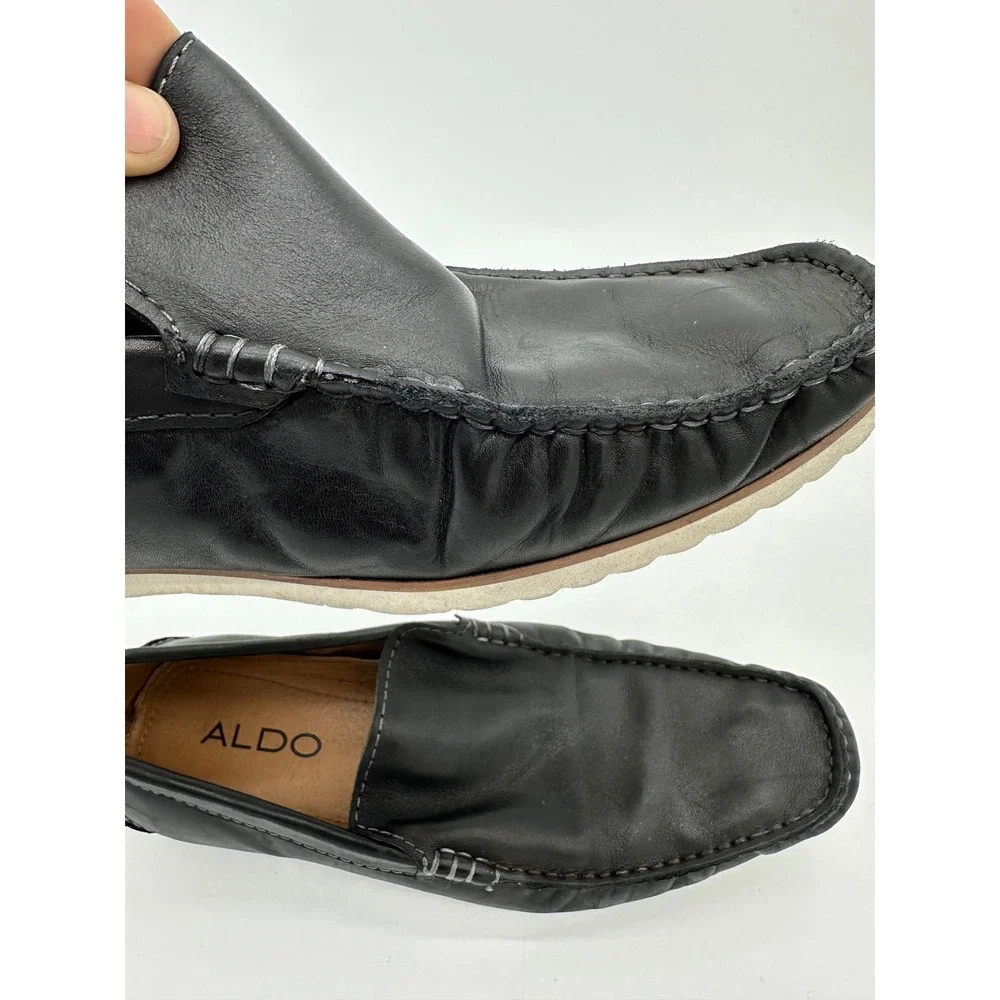 Aldo Loafers Mens Leather Slip‎ On Driving Shoes Black Size 41